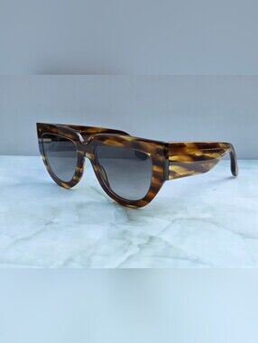 Victoria Beckham VB679S 224 Striped Tobacco Cat Eye Sunglasses